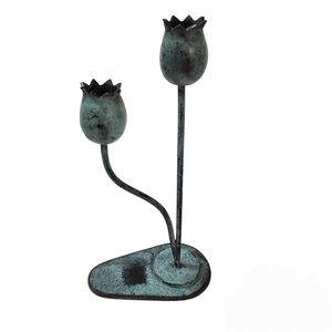 Anthropologie Double Tulip Tapered Candle Stick Holder